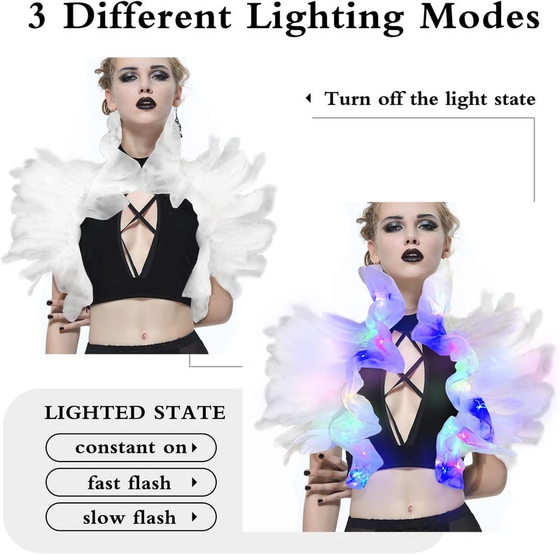 UQJE Victorian Natural Feather Shawl Shrug Shoulder Wrap Gothic Collar Costume Accessories - Image 2